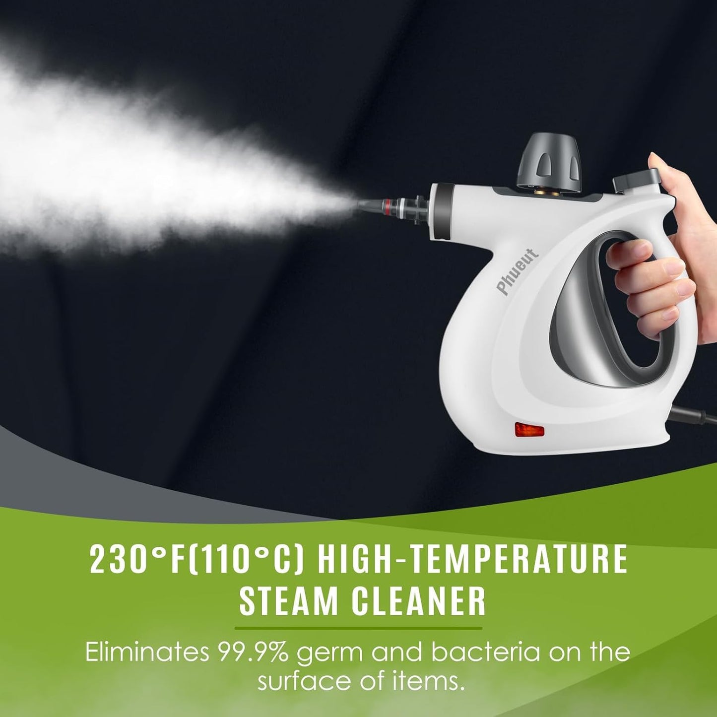 Pressurized Handheld Multi-Surface Natural Steam Cleaner with 12 pcs Accessories