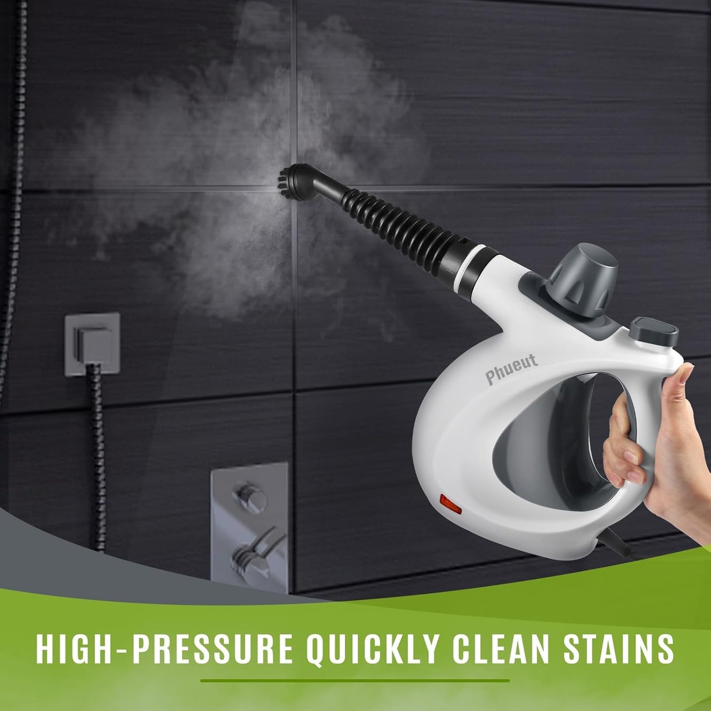 Pressurized Handheld Multi-Surface Natural Steam Cleaner with 12 pcs Accessories